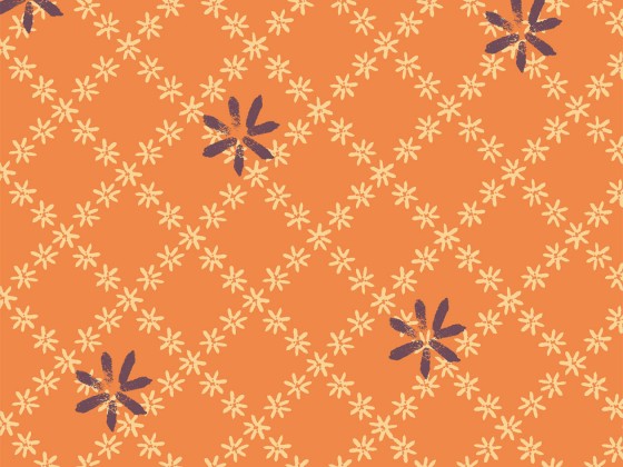 Stamp Flower Plaid, part of the Shasta Collection in Summer Blaze from Lori Mason Design