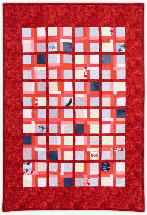'Sam's Pants (Red)', a memorial quilt designed by Lori Mason